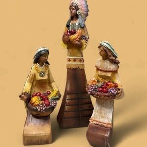 Darice Collections Harvest Indian 3 piece Statue Decor Set